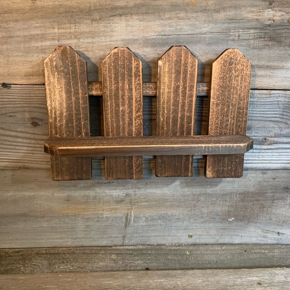 Farmhouse Decor Rustic Picket Fence Shelf